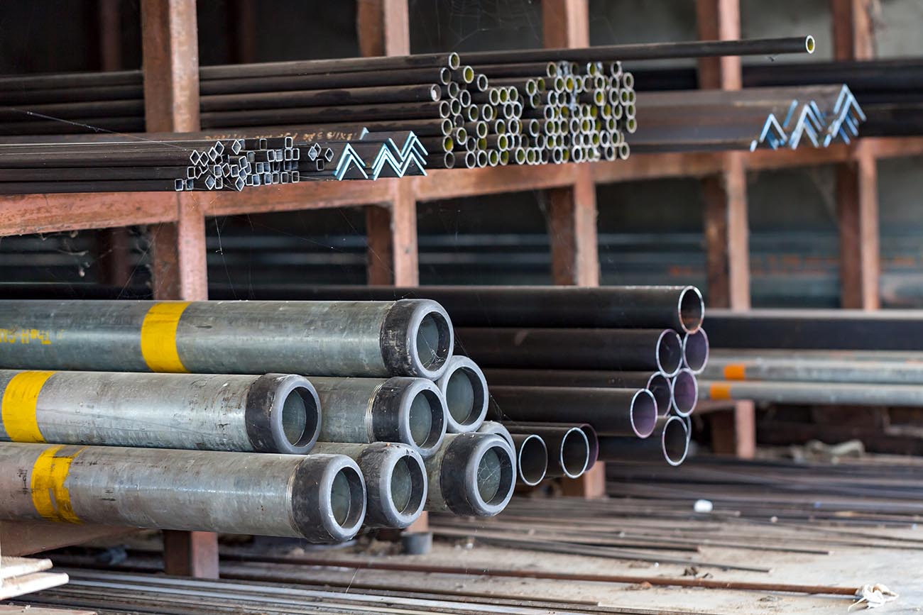 Rectangular steel for structural work. Steel rectangle placed on